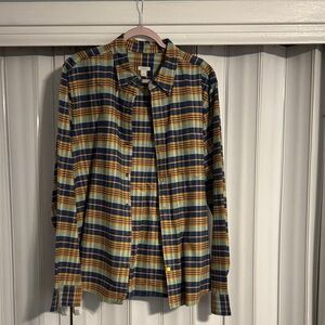 Fossil Men's Casual Plaid Shirt - Navy and Mustard